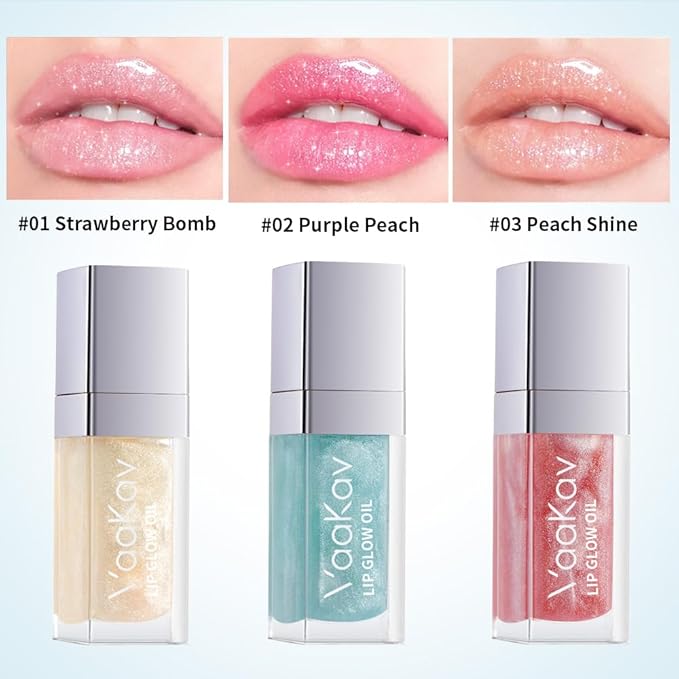 Color Changing Lip Gloss - Non-Sticky Hydrating Lip Oil, High Shine Glassy Finish, PH Reactive Tinted Lip Plumper, Long Lasting Moisture & Glow(01 STRAWBERRY BOMB)