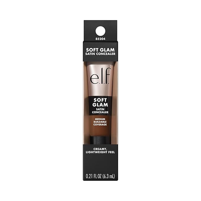 e.l.f. Soft Glam Satin Concealer, Medium Coverage For Blemishes & Under-Eye, Crease-Resistant, Long Lasting, Vegan & Cruelty-Free, 55 Deep Warm