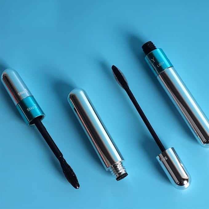 2 in 1 Mascara for VIBELY 5x Longer Waterproof Lash Cosmetics Mascara for Natural Lengthening, Thickening Effect No Clumping