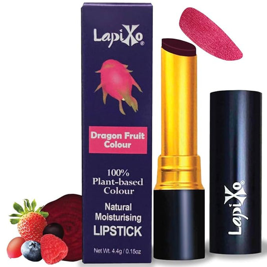 LAPIXO 100% Plant-based Color Lipstick, Unique Formula, Natural + Moisturizing | Non-Toxic, All Food Ingredients, Antioxidant-rich, Natural Matte Vibrant Color, 4.4g/0.15oz (Dragon Fruit color)