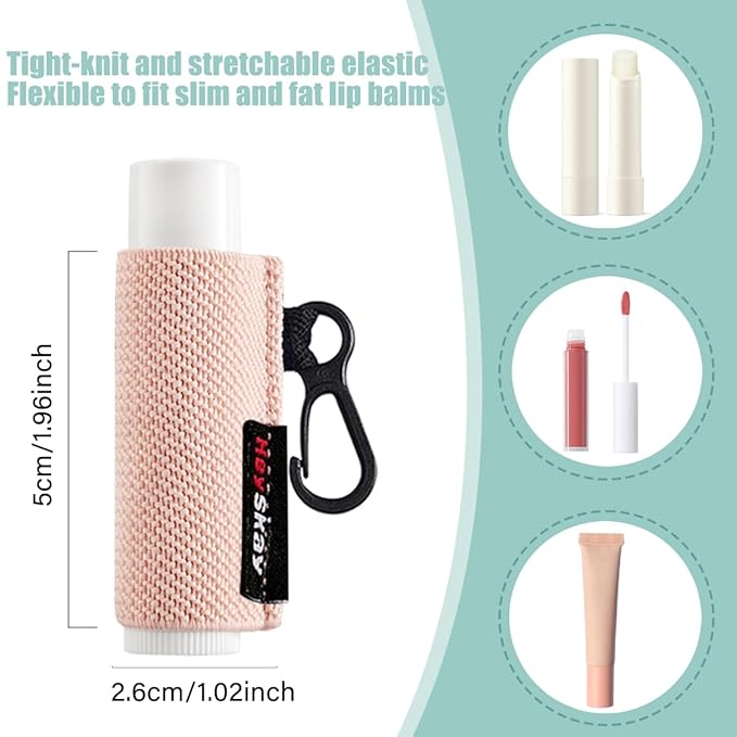 HEYSKAY 3PCS Lip Balm Holder Sleeves Keychain Lipstick Holder Key Chain Lip Gloss Holder Keychain Chapstick Elastic Sleeves