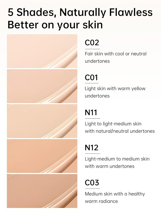 Catkin Phoenix Cushion Foundation Buildable Coverage Anti-Aging Serum Makeup, Sheer Satin Finish, Refill Included, Light Beige 0.46 Oz x 2, N11 BEIGE
