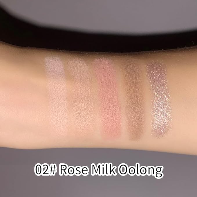 4 Color Eyeshadow Palette, Matte and Shimmer Powder Makeup, Highly Pigmented Blendable Shadows, Long-Lasting Waterproof, Natural Nude Brown Pink Shades (B-2#, 1 Count (Pack of 1))