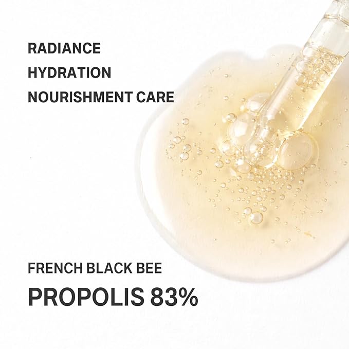 Propolis Ampoule - 83% Royal French Black Bee Propolis Extract - Hydrating Nourishing Serum For Radiance - Korean Skincare Honey Propolis Glow Essence Serum For Dry & Sensitive Skin 50ml