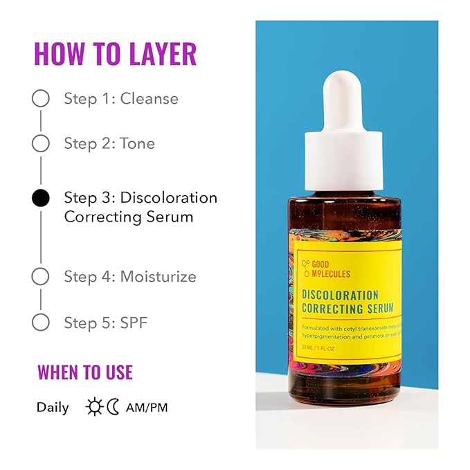 Good Molecules Discoloration Correcting Serum Pack 3 – 30 ml Each | Tranexamic Acid & Niacinamide Serum for Dark Spots and Hyperpigmentation, Skin Care for Face