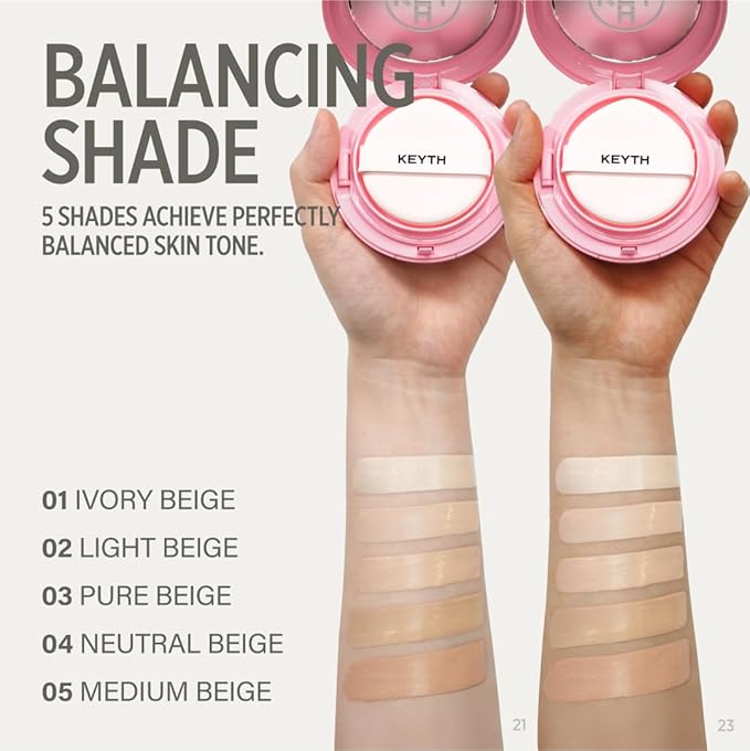 KEYTH PINK MAGNET CUSHION #05 MEDIUM BEIGE (15G, 0.52 OZ.) / Magnetic Adherence, Dewy Radiance, 77% moisture essence, Glow Film Complex, Skin Film Polymer