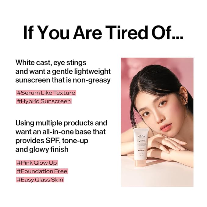 [2 ea] d'alba Piedmont Waterfull Tone-Up Sunscreen Serum BROAD SPECTRUM SPF 50 + Korean Sunscreen for Face, All Skin Tones (2 x 1.69 fl.oz.)