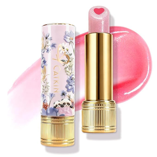 Tinted Lip Balm with Colorful Serum Core, CATKIN Cute 2-in-1 Pink Lip Balm Gloss, Moisturizing with Jojoba Oil Hyaluronic acid, Citrus Tea Flavor, Trendy Lip Care for Women & Girls - C02 Pink