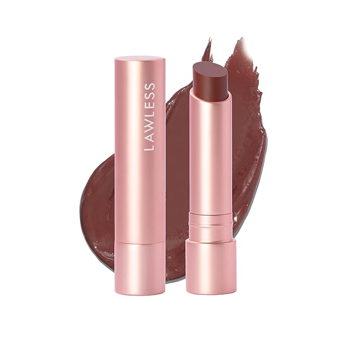 LAWLESS Women's Forget the Filler Lip Plumping Line Smoothing Tinted Balm, Amaretto, Brown, 0.09 Ounce