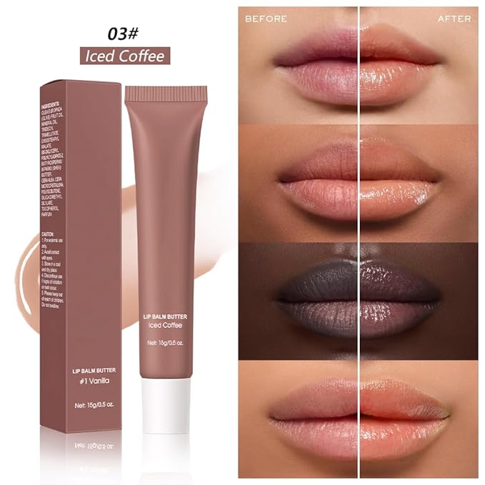 Summer Special Lip Butter Lip Balm, Ultra-Hydrating Natural Vegan Lip Balm, Sheer-Tinted Shine & Hydration, Soothes & Softens Dry Lips Skincare, Bálsamo labial hidratante #3 Iced Coffee