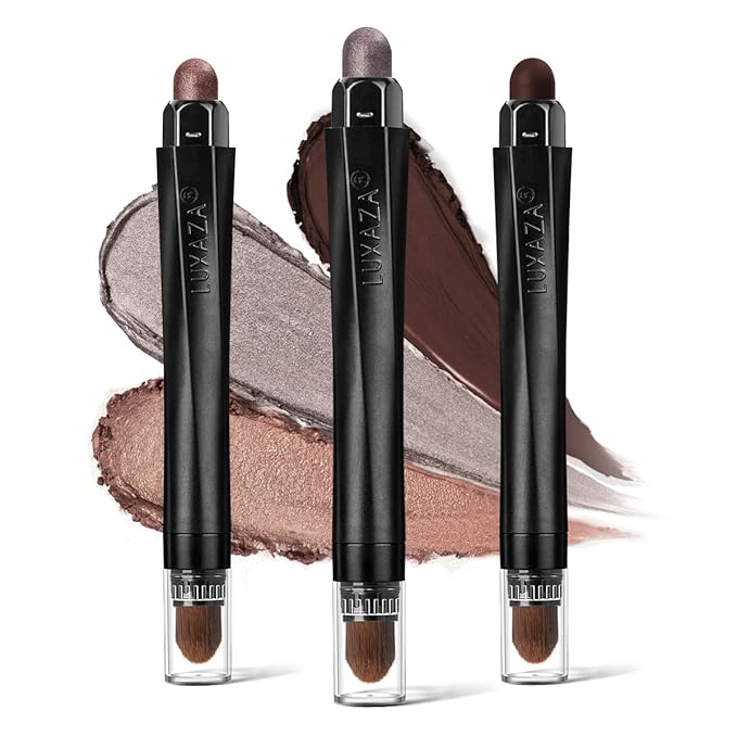 3PCS Eyeshadow Stick,Matte And Shimmer Neutral Cream Eye shadow Pencil Crayon Brightener Makeup with Crease-proof Formula,Waterproof & Long Lasting Eye Shadow And Eyeliner Pen Sets