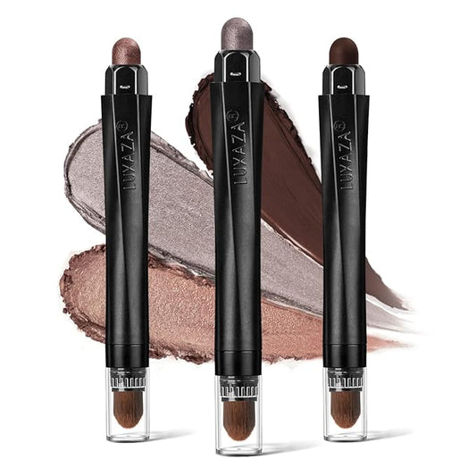 3PCS Eyeshadow Stick,Matte And Shimmer Neutral Cream Eye shadow Pencil Crayon Brightener Makeup with Crease-proof Formula,Waterproof & Long Lasting Eye Shadow And Eyeliner Pen Sets