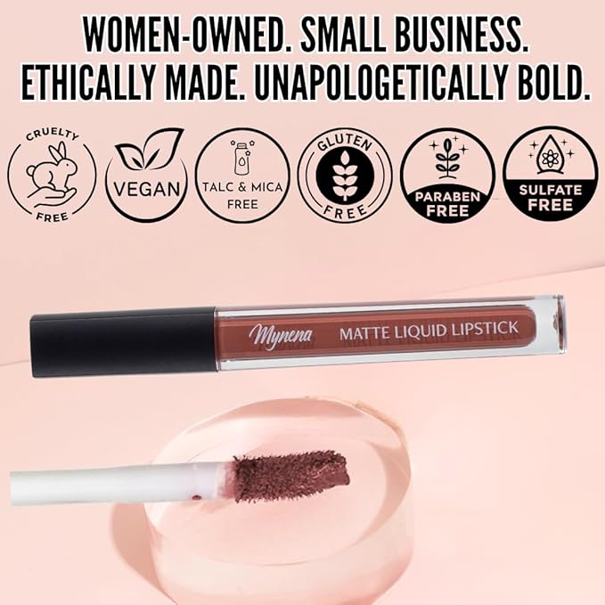 Mynena Warm Terracotta Rose Matte Liquid Lipstick | Long-Lasting Comfort | Smudge-Proof Transfer-Resistant | Full Coverage Non-Drying | Vegan & Cruelty-Free | All-Day Wear Lip Color | Zoe