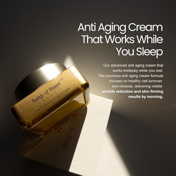 Luxury Anti Aging Face Cream – Hydrating Night Face Cream for Even Skin Tone, Reduce Dark Spots, Anti-Wrinkle Cream with Egyptian Barley, Ginseng, Sandalwood & Ceramides & Cell Renewal – 50 g