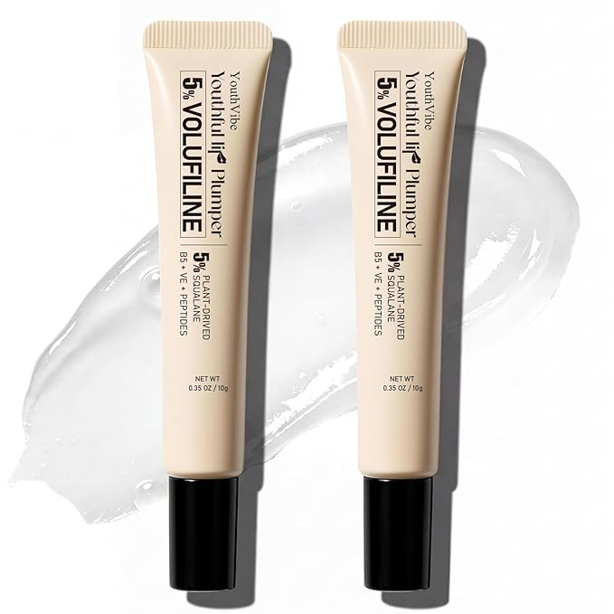 YouthVibe Hydrating Lip Primer & Plumper Gloss - 5% Volufiline, Squalane, Shea Butter, Collagen, Peptide & PDRN - Plumping, Anti-Aging, Nourishing Lip Care for Smoother, Softer Lips