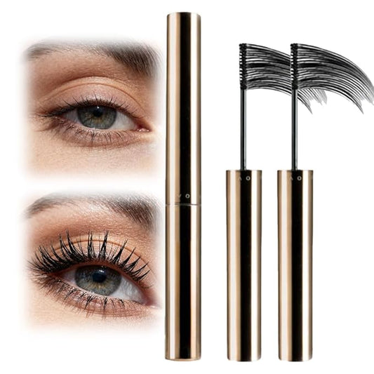 2PCS Ultra-Fine Lengthening Waterproof Quick-Dry Mascara, Black Mascara for Fine Short Lash Older Women Mulit-layered Lashes (Black)