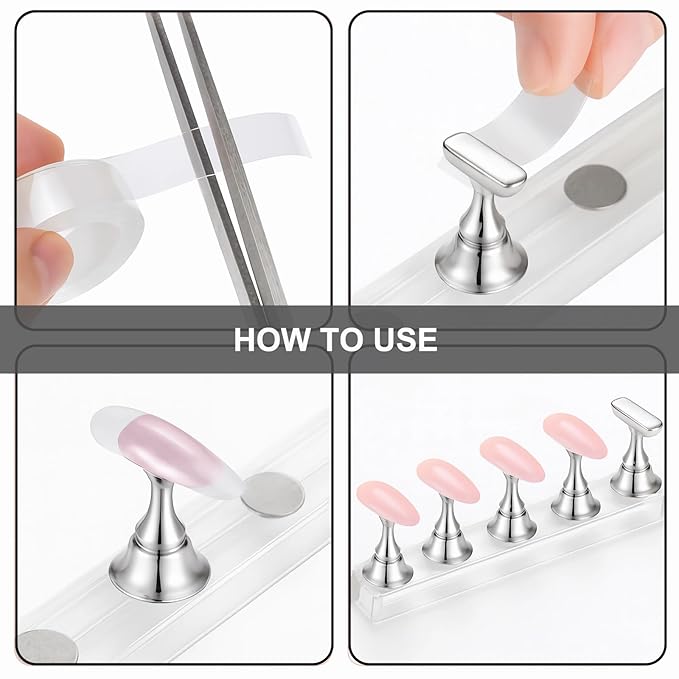 Nail Art Tools Set – 15pcs Nail Brushes, 5pcs Dual-Ended Dotting Pens, Nail Stand & Holder Kit with Brush Rack, Tweezers & Double-Sided Tape for DIY Nail Design & Press On Nails