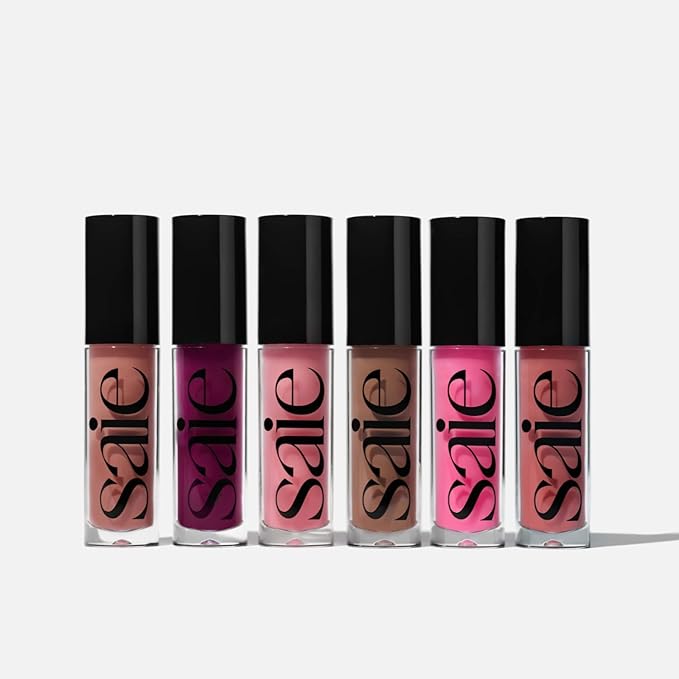 Saie Glossybounce - Hydrating Lip Gloss and Tinted Lip Oil Hybrid with Hyaluronic Acid & Jojoba Oil for Non-Sticky, Ultra-Shiny, Plump & Soft Lips - Everyday Makeup Essential - Push (.17 oz)