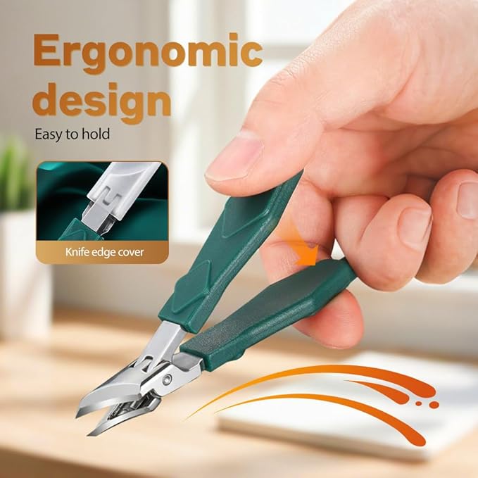 Anti-Splash 25° Slant Edge Nail Clipper 3-Piece Set, Wide Jaw 2026 New Ingrown Nail Clippers Fingernail and Toenail Clippers Clippers, Slanted Nail Clipper for Thick Nails Seniors (Black)