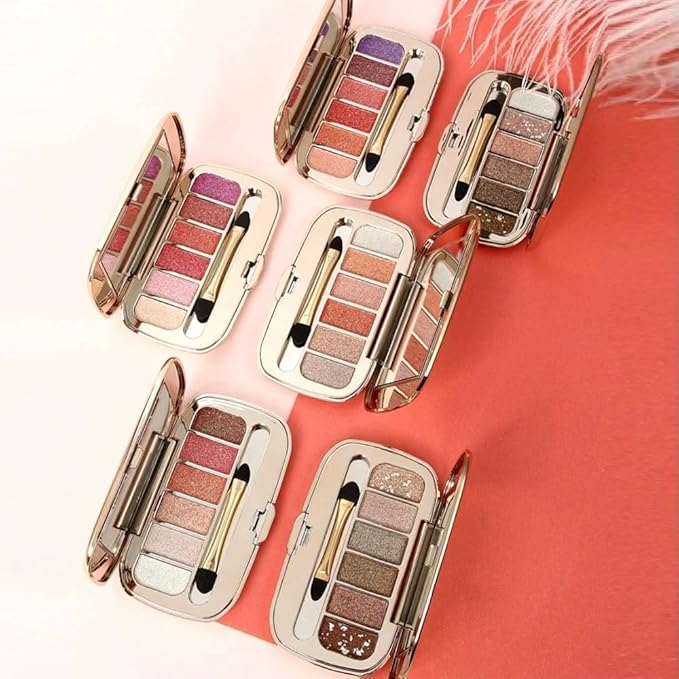 Glitter Eyeshadow Palette, Ultra-Shiny Sparkle Shimmer Eye Shadow with Fine Powder, Natural Pigment, Waterproof Sweat-Proof Long-Lasting Color, Shiny Multi-Color Nude Earth Tone Makeup Palette-5#