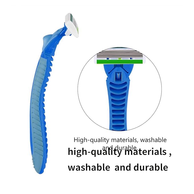 6-Blade Razor, Anti-slip razors for Women Refill Cartridges razors, Reusable Face Cleansing Care Tool, Shave Supplies for Women 18 pcs refills cartridges- blue