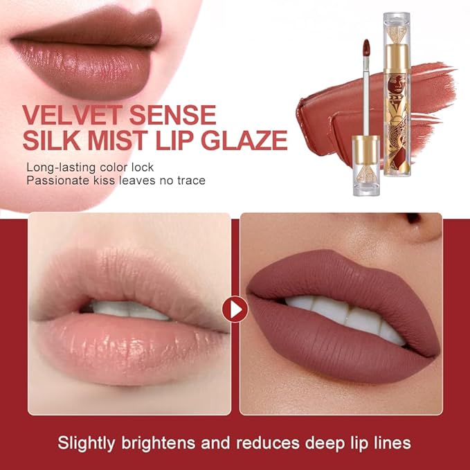 Soft Matte Liquid Lipstick in Warm Nude Rose, High Pigment Full Coverage Matte Lip Color, Waterproof Smudge-Proof Non-Transfer Lightweight Liquid Lipstick for Long-Wearing Everyday Makeup 84A