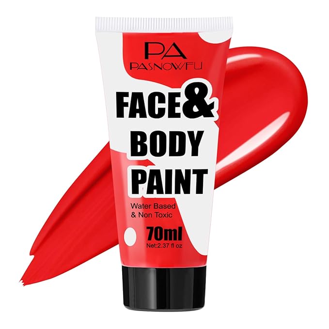 Red Washable Face Paint 70ml , Water-Based Cream Body Paint for Devil, Spider-Man Joker Looks, Non-Toxic Full Coverage Face Body Paint for Halloween SFX Cosplay Makeup ,Costume Events,Party