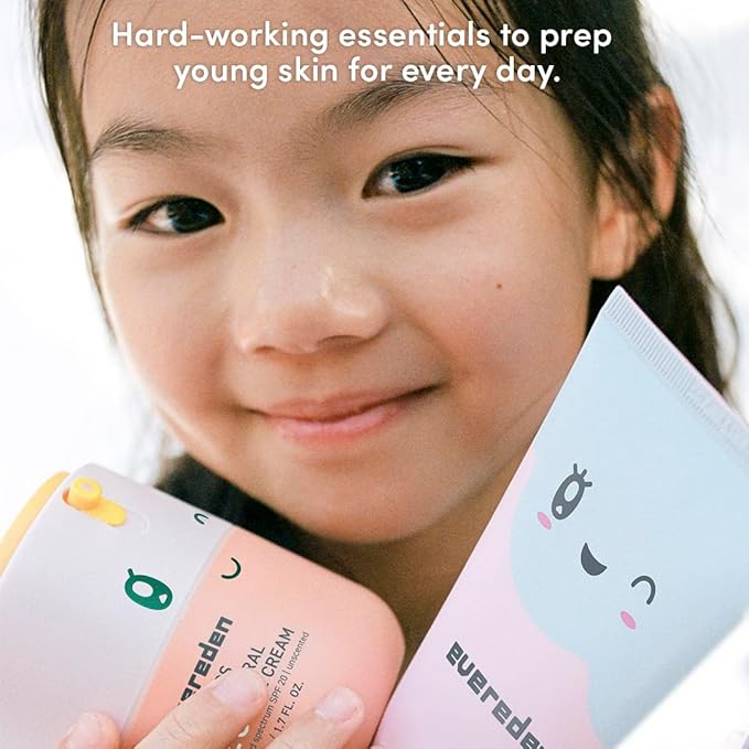 Kids Healthy Morning Duo: Clean & Vegan Skin Care for Kids Bundle | Skin Care Cloud Face Wash + SPF 20 Mineral Face Cream | Non-Toxic | Non-Comedogenic | Fun | Easy-to-Use Skincare