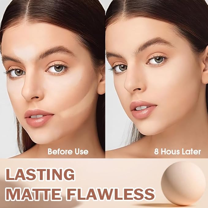 FeiCuiYun Oil Control Matte Perfection Face Powder Compact For Women, Matte Smooth Flawless Setting Powder Makeup, Polvo Compacto De Maquillaje, Waterproof Long Lasting, 0.35Oz, (125 Ivory Buff, 1)