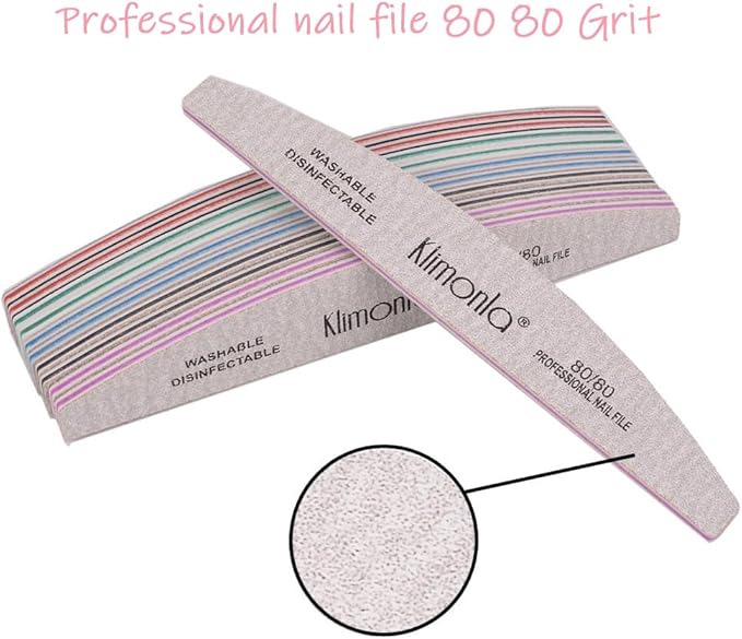 25PCS Gray Professional Nail Files 80/100/150/180/240 Grit, Emery Boards Nail Files for Natural Nails and Acrylic Nails, Double Sided Emory Boards limas para unas acrilicas Reusable Manicure Tools