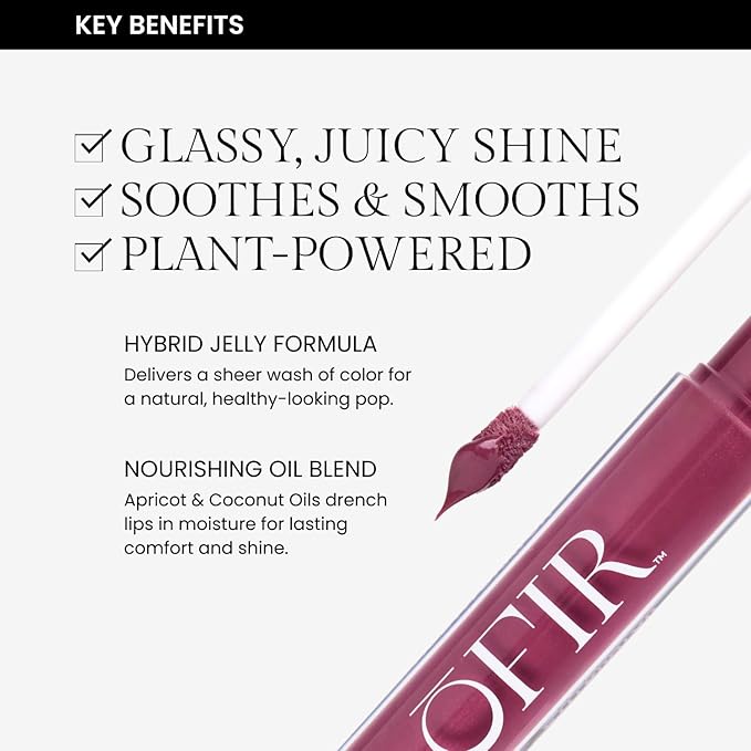 OFIR Hue Hydrator Sheer Lip Jelly | Luminous Gloss Shine Formula With Apricot Oil, Coconut Oil, Vitamin E for Subtle Color | Cruelty Free Hydrating lip Balm | Mocha Glow - Warm Terracotta, 0.135 Fl oz