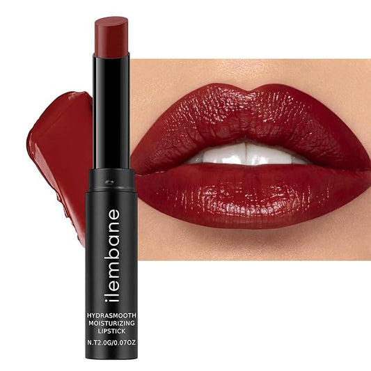 Deep Red Moisturizing Lipstick – Hydrating Cream Lip Balm for Dry, Chapped Lips, Bold Glossy Finish, Lightweight Vegan Lip Color, Long-Lasting Smooth Wear for Women & Girls (Cinnamon Rose)