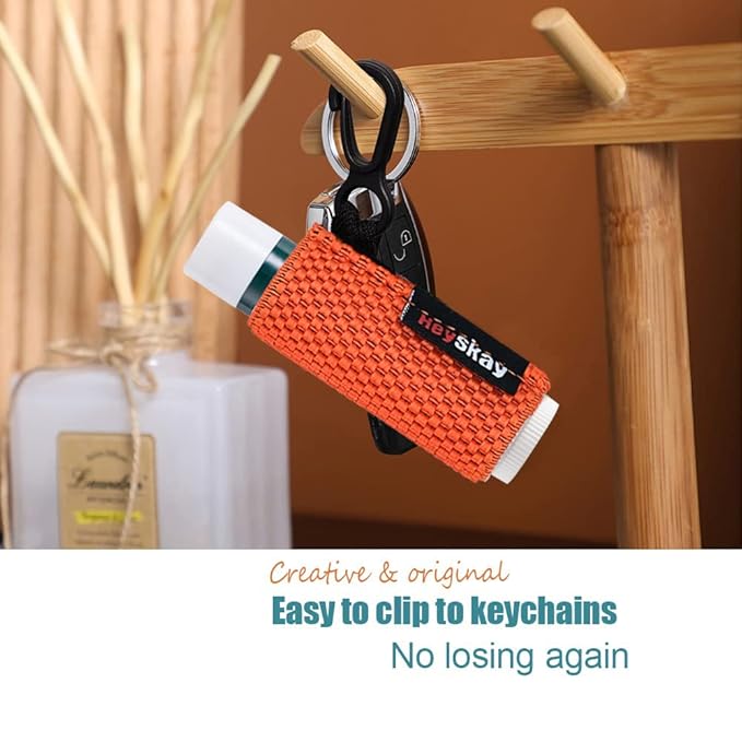 HEYSKAY 5PCS Lip Balm Holder Lip Gloss Sleeves Keychain Lipstick Holder Keychain Chapstick Elastic Sleeves(Fleshpink/Aqua/White/Rose/Black)