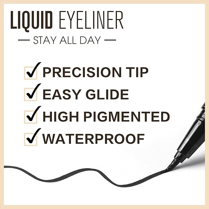 UCANBE Black Mascara and Liquid Eyeliner Set, Waterproof Colored Eye Makeup Duo - Enhance Your Gaze with Natural Lasting Lift & Curl for Lashes and Pigmented Smudge-Proof Eye Liner