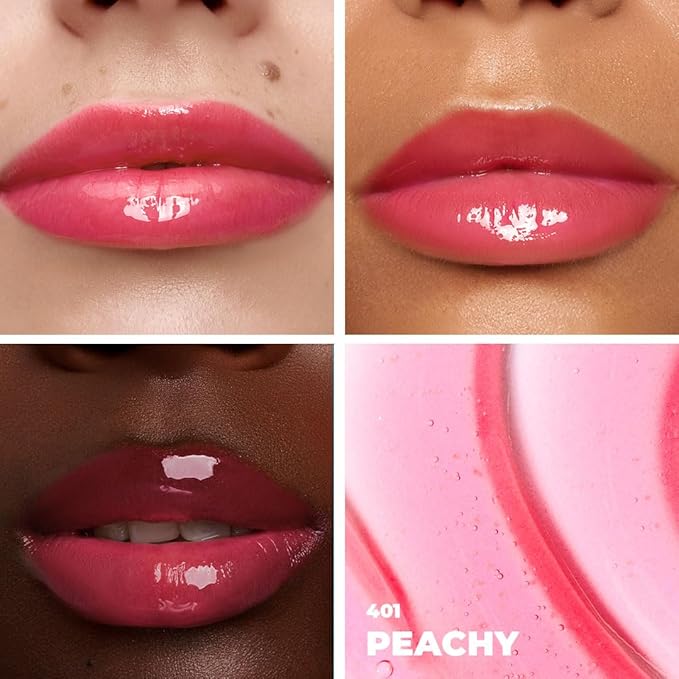 Lamel All-in-One Lip Oil - Lightweight, Tinted, Plumping, Hydrating Lip Gloss - Lip Balm for Day & Night Use, Long-Lasting Lip Stain, Lip Glow Oil, No-Sticky Gloss, Lip Plumper Tint - Peachy №401