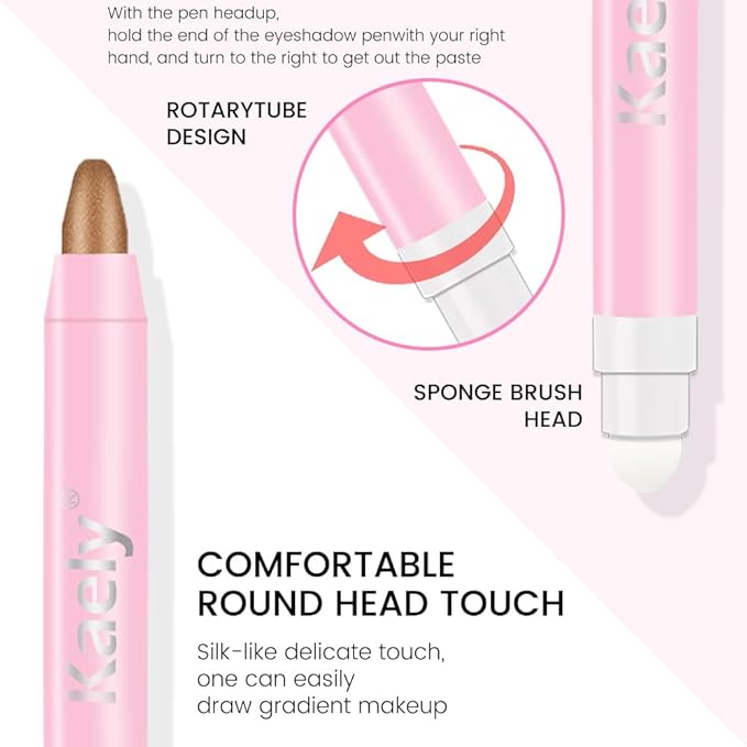 2in1 Shimmer Cream Eye Shadow Stick -Bronze, Eyeliner Pencil Eyeshadow Palette Makeup, Waterproof Long Lasting Brightener, Crease Proof & Smudge Resistant, Cream Eyeshadow with Built-in Smudger