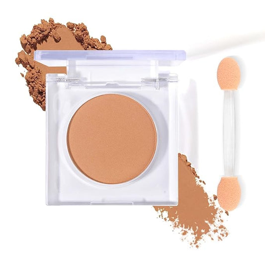 Single Glitter Eyeshadow with Brush, Nude Beige Brown Glow Eyeshadow Palette Makeup Kit【Soft】【Long Lasting】【Lightweight】Sparkling Eyes Glitte, Ultra-Blendable Formula for Older Women, Beige Nude Brown