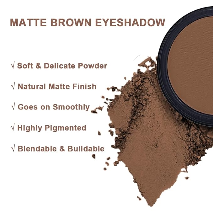 Mysense Matte Brown Single Eyeshadow Palette, Pressed Powder Eye Shadow Makeup, High Pigment Long Lasting Vegan & Cruelty Free, 204# Truth