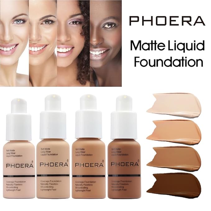 2 Pack Meifen Foundation 101- Porcelain and102- Nude, Full Coverage Flawless Soft Matte 24 HR Oil Control Waterproof Concealer Makeup.