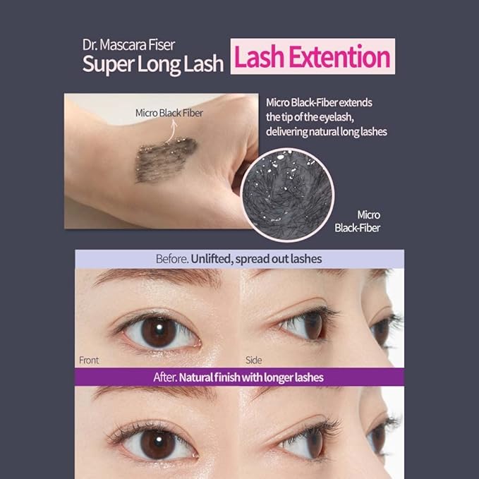 ETUDE Dr. Mascara Fixer For Super Long Lash, Korean Mascara Fixer, Natural Extension, Lengthening, Smudge-Proof, Korean Makeup, Beauty, Micro Black Fiber Formula (0.203 Fl Oz)