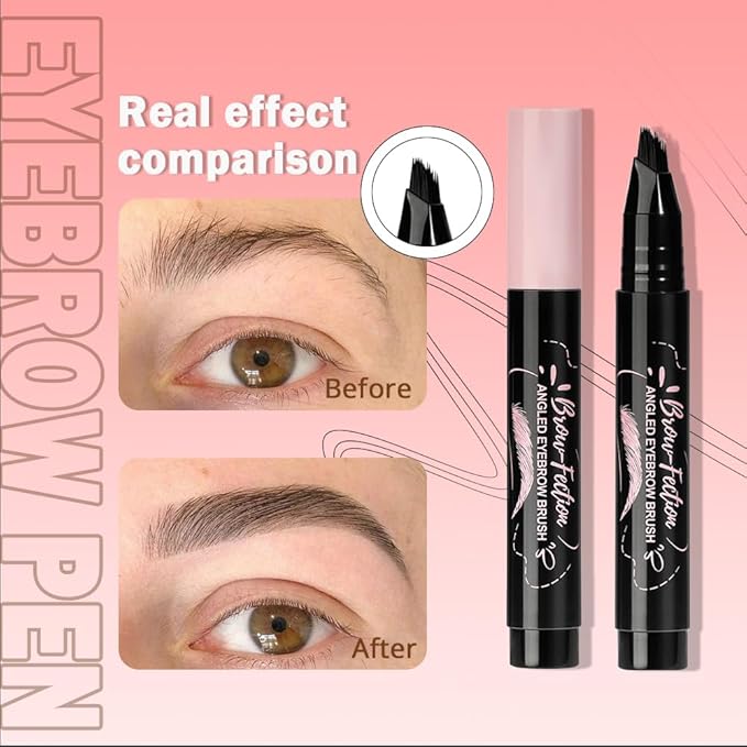Tawny Brown Liquid Eyebrow Filler Pen for Women, Long-Lasting Waterproof Eye Brow Pen for Hairlike Strokes, Eye Brow Makeup Kit Sweat Smudge-Proof Brows Pencil for Natural Defining, with Eyebrow Brush