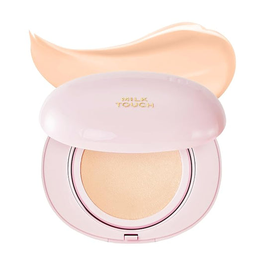 milktouch Cushion Foundation, 24H Flawless Skin, Radiant Shine, No Oxidation, Long-Lasting, Non-Creasing, 60% Hydrating Skincare Infused Korean, Stocking Stuffers, Christmas Gifts (19N Vanilla Ivory)