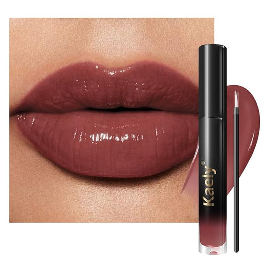 Kaely Longwear No-Budge Lipstick for Women, Highly Pigmented Liquid Lip Color Makeup, Non-Transfer Lip Gloss Stain Waterproof Smudge Proof 24 Hour, Instant Shine, Vegan & Cruelty-Free, 14 WITTY