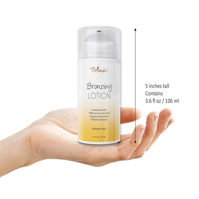 Deluvia Body Shimmer Wash Off Bronzing Lotion, After Sun, Leg Makeup, Illuminating Body Moisturizer, Bronzer for Body and Face. Skincare by Deluvia