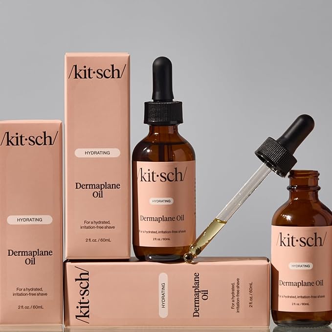 Kitsch Dermaplane Face Oil with Jojoba & Argan Oil – Hydrating Facial Formula for Dermaplaning Tool, Gua Sha & Razor Use – Irritation-Free Shave Oil for Soft, Radiant Skin – 2oz