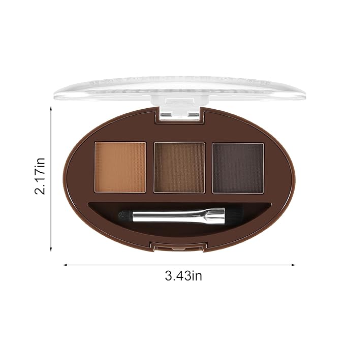 Boobeen 3 Color Eyebrow Powder Palette, Waterproof Eyebrow Makeup, Brow Definer to Shape Perfect Brow，Professional Brow Filler Powder with Brush