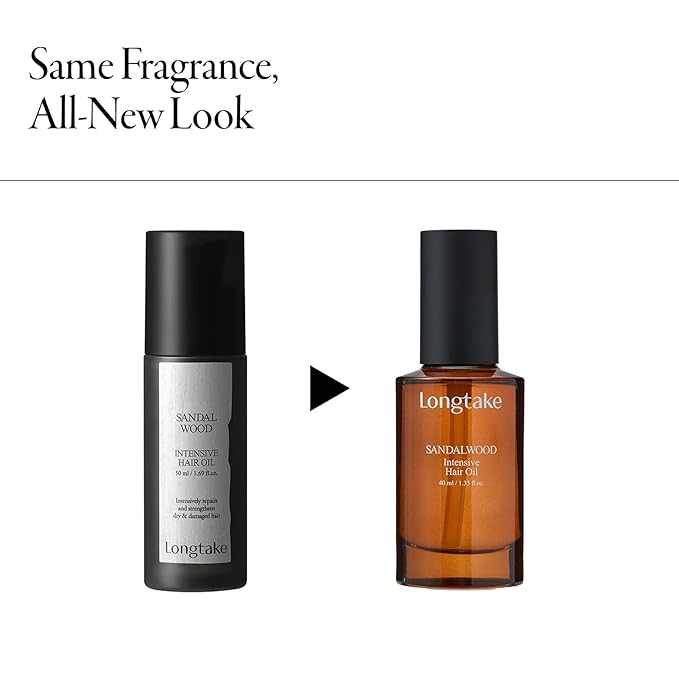 LONGTAKE Sandalwood Intensive Perfume Hair Oil 1.35 Fl Oz, 40MLㅣHeat ProtectionㅣAnti-frizzㅣSplit end repairㅣ For all types