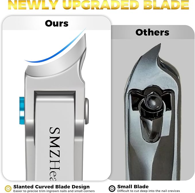 Toenail Clippers for Seniors Thick Toenails, 2026 Angled Head Heavy Duty Large Toe Nail Clippers for Men, Very Sharp Slanted Curved Blade Toenail Clippers 4PCS Set