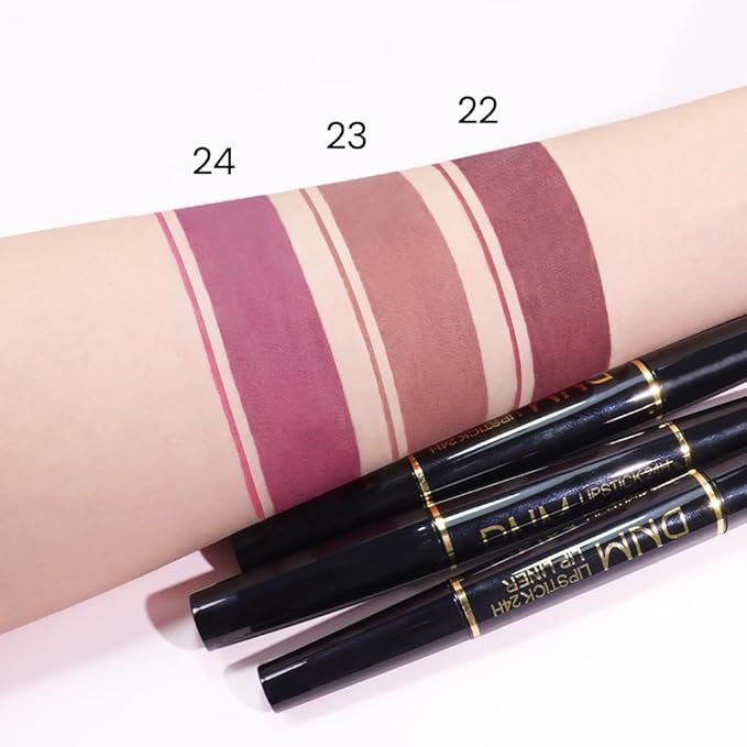 Kaely 2-in-1 Light Nude Beige Matte Lip Liner & Lipstick Combo Set Kit for Women, Magic Neutral Lipstick 24 Hours Original Lips Liner Pencil Stain Makeup Long Lasting Waterproof 23