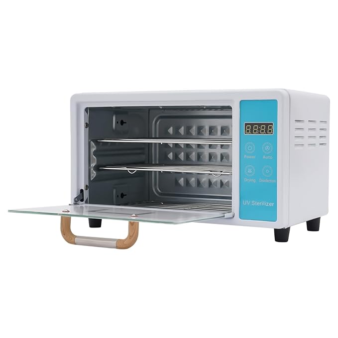 10L Nail Tool Cleaning Machine, High Capacity Nail Care Tools Drying Box Multi-Functional Manicure Tool Cleaning Cabinet for Home Use, Barbers, Beauty Salons, and Spas (White+Blue)